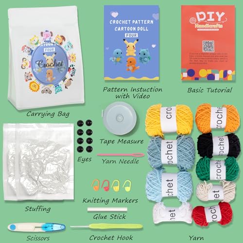 COZYMATE Crochet Kit for Beginners, Complete 4PCS Cute Animals Crochet Kits for Adults with Step-by-Step Instructions and Video Tutorials - Best COZYMATE