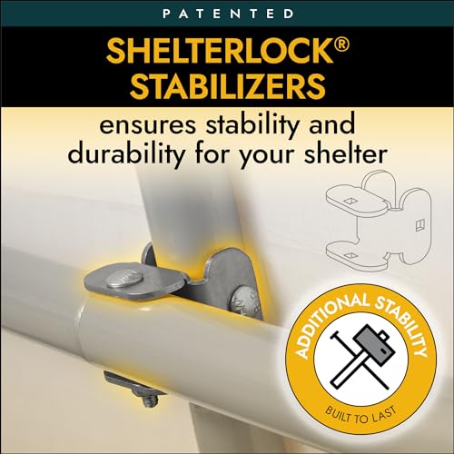 ShelterLogic 10' x 15' x 8' Peak Style Roof Instant Garage Carport Car Canopy with Steel Frame and Waterproof UV-Treated Cover, Sandstone ShelterLogic