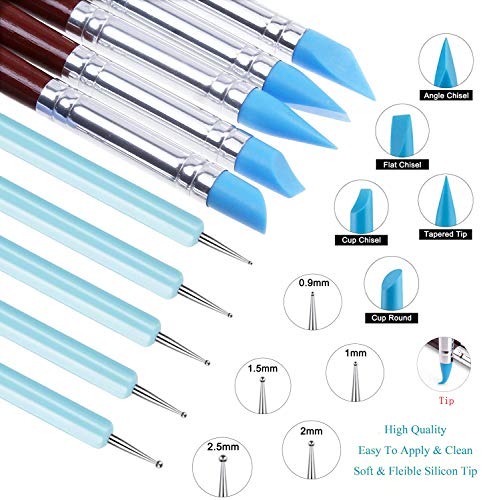 Yagugu Silicone Clay Sculpting Tool - 10Pcs Modeling Dotting Tool for Pottery Craft, Rock, Nail, Blending, Drawing Yagugu