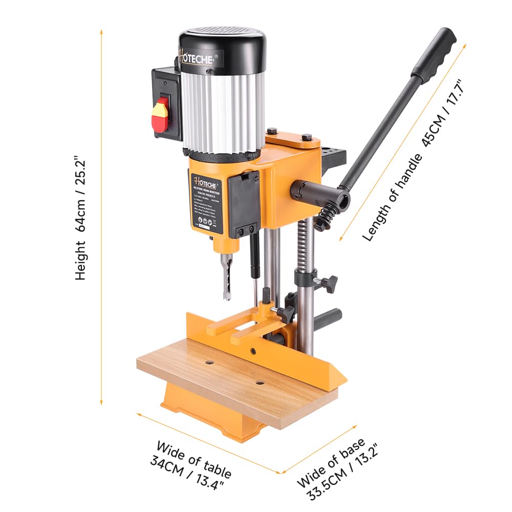 Hoteche Benchtop Wood Mortiser - 1/2HP Woodworking Mortising Machine with 3/8-Inch Chisel Hoteche