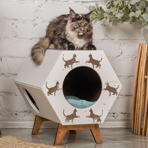 Laser Unfinished Cut Out Wood Cat Wood Shape Craft Supply Laser Unfinished Cut Cat Cut Out 1/4 Inch Thickness, Size 5" Ornament for DIY Craft Rubstamper