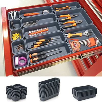 42 Pack Tool Box Organizer Tool Tray Dividers, Rolling Tool Chest Cart Cabinet Workbench Desk Drawer Organization and Storage for Hardware, Parts,