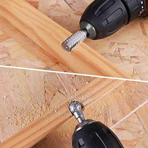 Hoteche Rotary Burr Set 5-Piece 1/4" Shank Carving Engraving Drill Bits Universal Fitment Rotary Tool Rasp Bits for Wood and Plastic Fit with Dremel, Hoteche