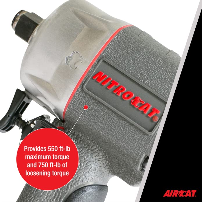 AIRCAT Pneumatic Tools 1056-XL 1/2-Inch NITROCAT Composite Compact Impact Wrench : Low Weight Power Impact Wrench : Tool for Automotive Improvement & AIRCAT