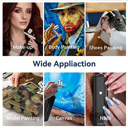 imyyds Airbrush Kit with Compressor, 32PSI High Pressure Cordless Airbrush Gun, Portable Dual Action Handheld Mini Rechargeable Air Brushes for imyyds