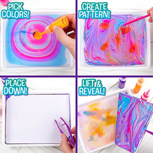 Made By Me Marbling Paint Studio, 25-Piece Marbling Kit for Kids, Make 10 Pour Paint Art Projects, Dip & Paint Marbling Arts & Crafts Kits for Kids, Made By Me