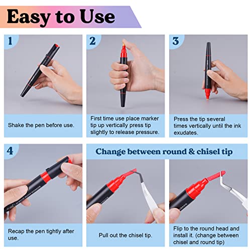 LET'S RESIN 12 Colors Acrylic Paint Markers, 3 Tips Multi-Purpose & High-Capacity Acrylic Paint Pens, Perfect Resin Supplies for Resin Crafts, Rock, LET'S RESIN