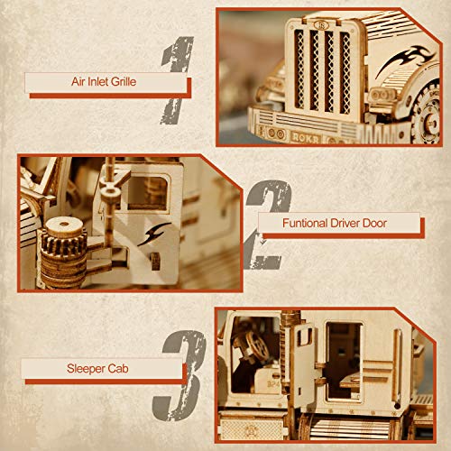 ROKR Model Car Kits Wooden 3D Puzzles Model Building Kits for Adults-Educational Brain Teaser Assembly Model for Adults to Build, Desk Decor/DIY ROKR