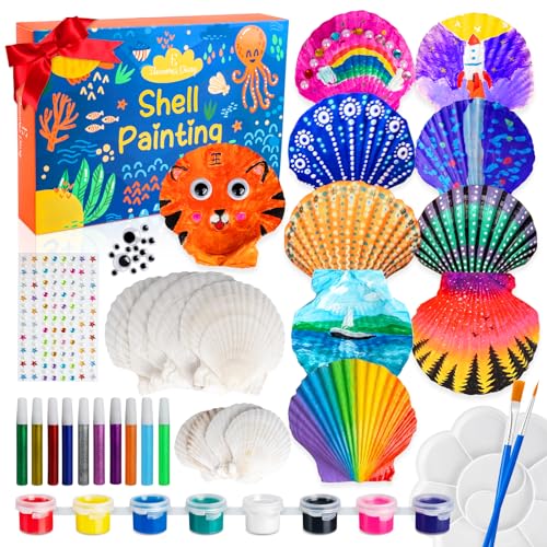 Eleanore's Diary Kids Seashell Painting Kit, Arts & Crafts Painting Gifts for Boys Girls, DIY Creative Craft Activities Toys for Age 5 6 7 8 9 10 11 Eleanore's Diary