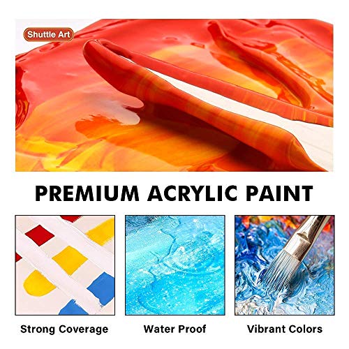 Shuttle Art Acrylic Painting Bundle, Set for 18 Colors Acrylic Paint Pouch (120ml/4oz) + 52 Multi Pack Painting Canvas Panels Shuttle Art