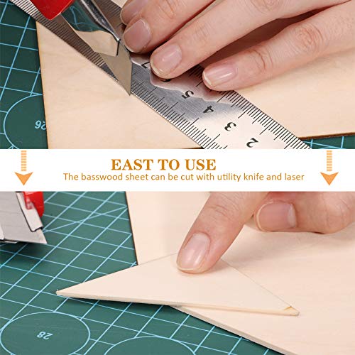 Fabbay 20 Pieces Basswood Sheets Thin Wood Sheets Craft Wood Board Unfinished Plywood for Craft DIY Wooden Plate Model Wooden House Aircraft Ship Fabbay