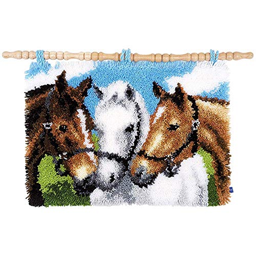 DIY Latch Hook Kits Yarn Kits Rug Pattern Arts and Crafts Crochet Needlework(Horse:20x15in/52X38CM) DL-YTG