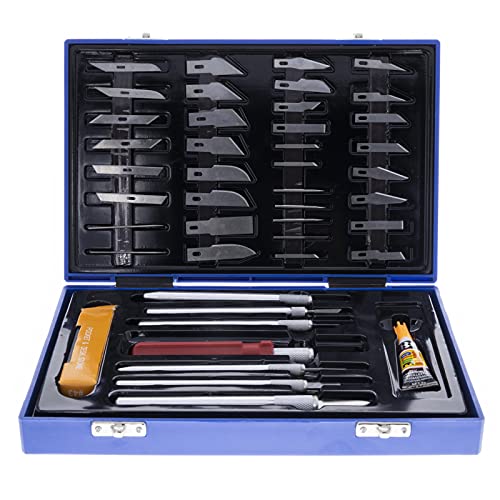 Mini Hobby Knife Set With Case Exacto Blades Kit For Carving And Whittling vector tools