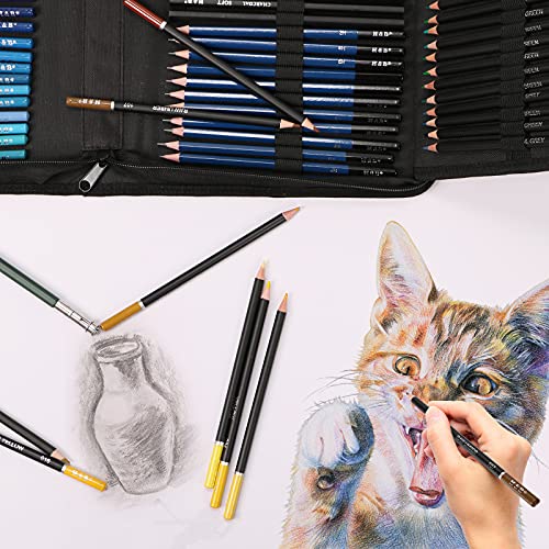 YBLANDEG Drawing and Sketching Colored Pencils Kit 145PCS, Professional Art Supplies Painting Pencils Set, Graphite Charcoal Art Pencils Teens Adults YBLANDEG