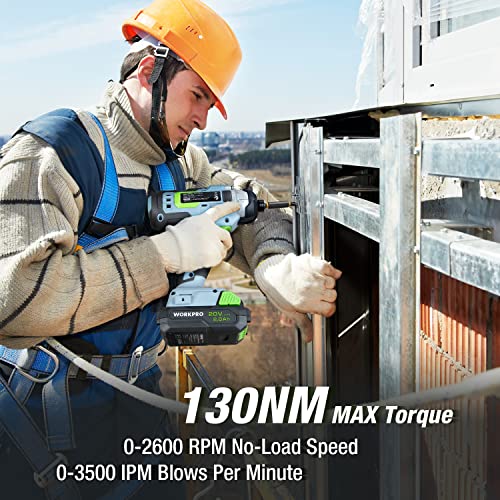 WORKPRO 20V Cordless Drill Combo Kit, Drill Driver and Impact Driver with 2x 2.0Ah Batteries and 1 Hour Fast Charger WORKPRO