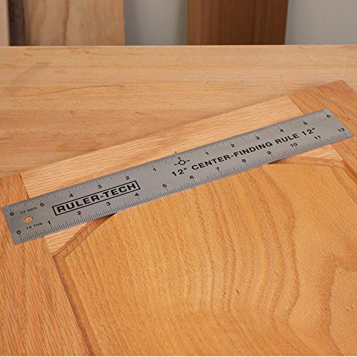 Stainless Steel Center Finding Ruler. Ideal for Woodworking, Metal Work, Construction and Around The Home (12" Ruler) Peachtree Woodworking Supply