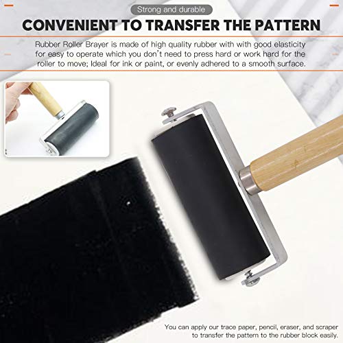 Rustark 42Pcs Rubber Stamp Making Kit, Printing Starter Tool Kit with Carving Knives,Rubber Carving Blocks,Ink Brayer Roller,Tracing Paper and More Rustark