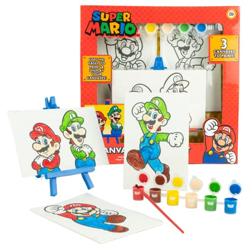 Innovative Designs Super Mario Canvas Paint Set for Kids with 3 Canvases, Acrylic Paint Innovative Designs