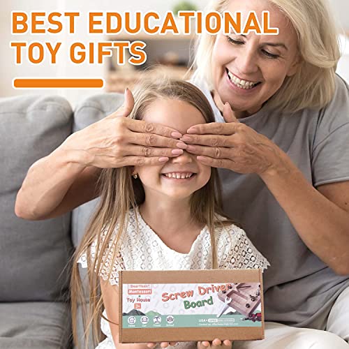 Montessori Screwdriver Board Set, Real 17 Pcs & 12 Holes Fine Motor Skills 3 4 5 +Kids Patience Basic Life Skill Educational Wooden STEM Toys for Deartisan