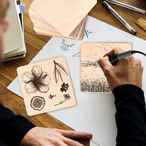 60 Pieces 5 Inch Unfinished Wooden Square Blank Natural Wood Slices Wooden Cutout Tiles for DIY Crafts Home Decoration Painting Staining Coopay