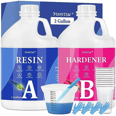 Epoxy Resin 2 Gallon - Crystal Clear Epoxy Resin Kit - Self-Leveling, High-Glossy, No Yellowing, No Bubbles Casting Resin Perfect for Crafts, Table
