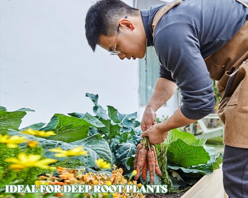 AMERLIFE 18 Inch Deep Wooden Raised Garden Planter 8x4FT Extra Large Raised Garden Bed Planter Box Garden Planters for Deep-Rooted Plants Outdoors AMERLIFE