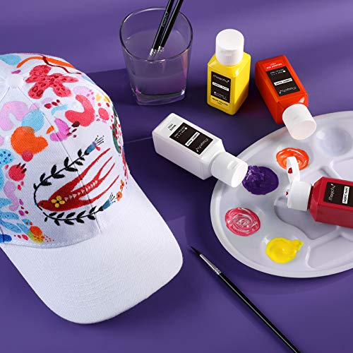 Magicfly Permanent Soft Fabric Paint Set, Set of 14(60ml Each) Textile Paints with 3 Brushes, No Heating Needed & Washable Fabric Paint for Clothes, Magicfly