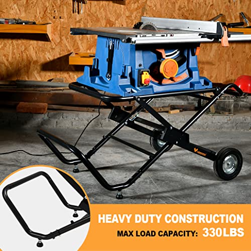 WORKESS Portable Table Saw Stand, 330 Lbs Load Capacity Rolling Foldable Table Saw Table with 8 Inch Wheels, Heavy Duty Construction for Easy WORKESS