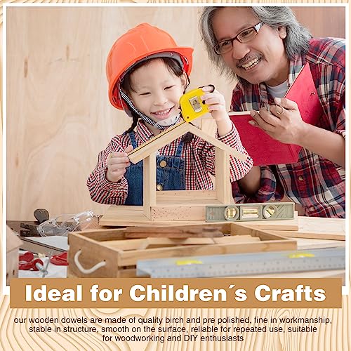 Sintuff 36 Pcs Wooden Dowel for Crafts Wood Dowel Rods Unfinished Wood Sticks Hardwood Sticks for Cake Support Crafts(1/2 x 36 Inch) Sintuff