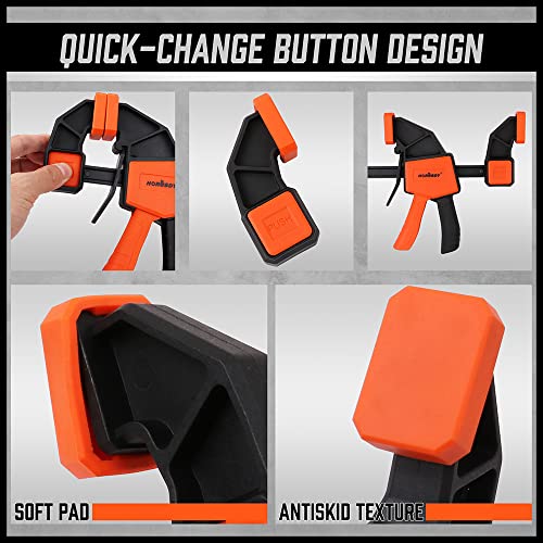 HORUSDY 8-Pack Bar Clamps for Woodworking, 12" and 6" Bar Clamps, Wood Working Clamps Sets, Quick Clamps F Clamp with 150 LBS Load Limit (8-Pack Wood HORUSDY