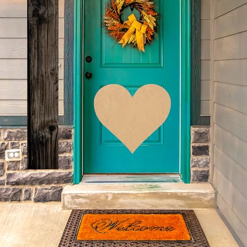 Wooden Valentine Heart 7 Inch Shape, Unfinished Wood Love Heart Craft Cutout, Blank Door Hanger NEXTCraft