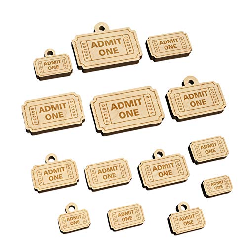 Classic Admit One Movie Raffle Ticket Mini Wood Shape Charms Jewelry DIY Craft - 18mm (17pcs) - with Hole Sniggle Sloth
