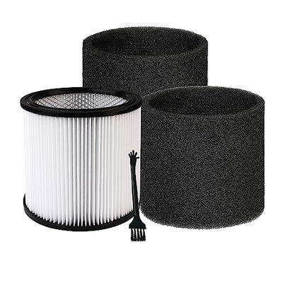 Shop-Vac 90304 Cartridge Filter and 90585 Foam Sleeve Filter, for Most Shop-Vac Wet/Dry Vacuum Cleaners 5 Gallon and Above, Brush Tool Included,