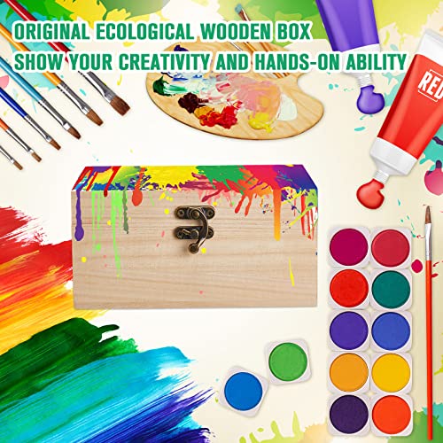 Reginary 8 Pcs Wooden Box with Hinged Lid Unfinished Wood Box Unpainted Plain Wooden Jewelry Box for DIY Crafts Art Gifts Hobbies Home Storage, 6.7 x Reginary