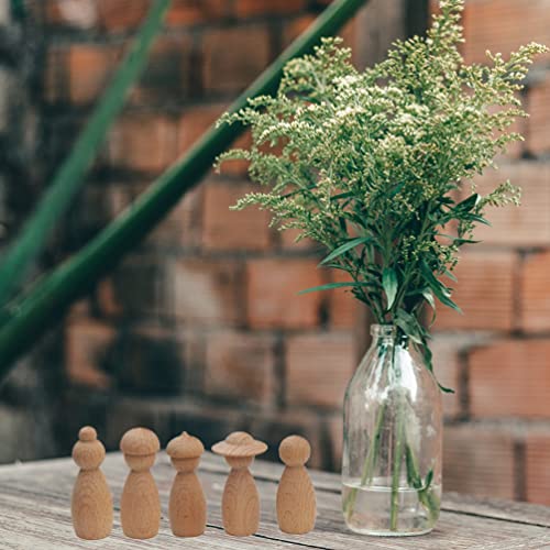 BESPORTBLE 5pcs Wood Peg Dolls Unfinished Wooden Family People Dolls DIY People Bodies Figures Puppet Ornaments for Painting Craft Art Projects Role BESPORTBLE