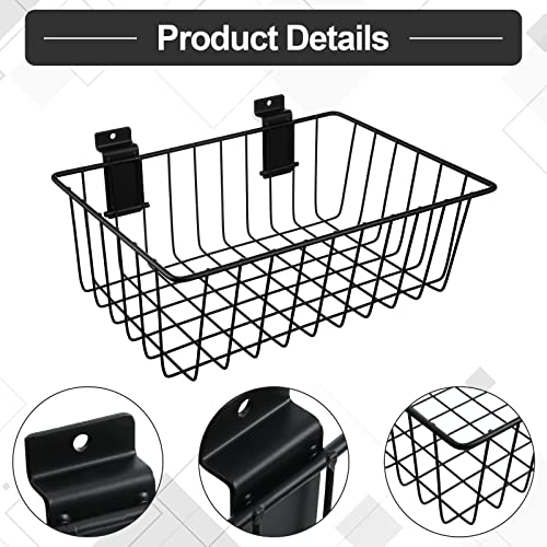 Eaasty 2 Pcs Slatwall Basket Ventilated Metal Slatwall Baskets Mounted Slatwall Baskets Hanging Slatwall Accessories for Storage Display on Garage Eaasty