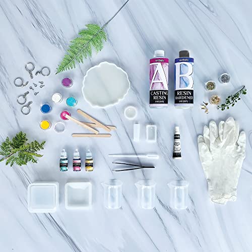 ArtSkills Epoxy Resin Kit for Beginners, Clear Craft Resin Art Kit with Silicone Molds, Alcohol Inks, Glitter, Mica Powder & Accessories, 41 pc ArtSkills