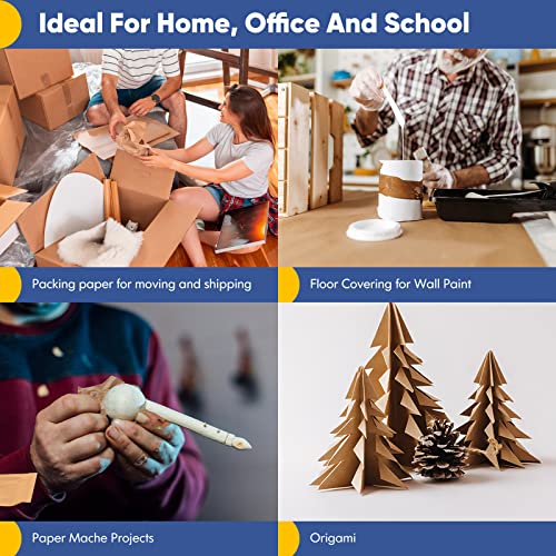 Vanhench Brown Wrapping Paper, Craft Paper, Kraft Paper Roll 17.8"x 1200"(100'), Gift Wrapping Bulletin Board Arts & Crafts, Bouquet Flower Table Vanhench