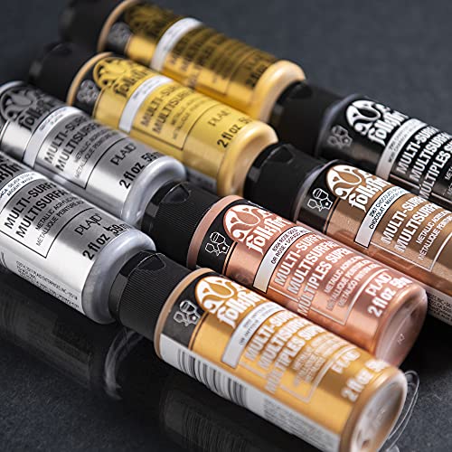 FolkArt Metallic Acrylic Craft Paint Set Formulated to be Non-Toxic that is Perfect for Beginners and Artists, 8 Count, 2 oz, 16 Fl Oz FolkArt