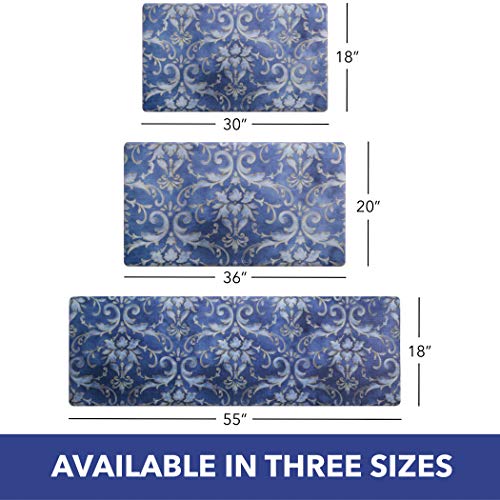 SoHome Cozy Living Anti Fatigue Mat Kitchen Mat Non Slip Stain Resistant Easy Clean 1/2 Inch Thick Kitchen Floor Mats, Damask Blue 18" x 30" SoHome