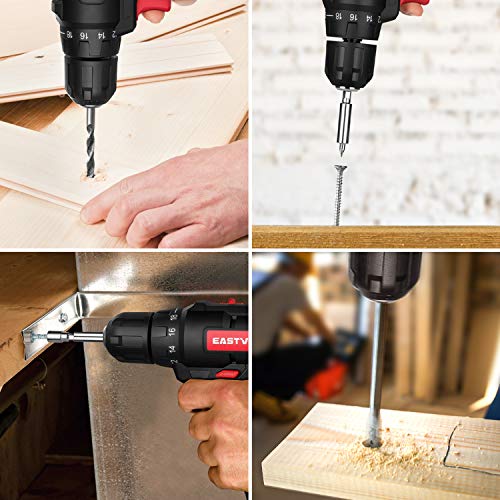 Eastvolt 20V Max Cordless Power Drill Driver Kit & Home Tool Kit, Max 310in.lbs. 18+1 PoisitionTorque Drill For Metal, Wood, Plastics, 168 Pieces Eastvolt