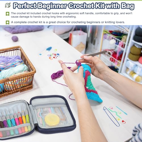 Katech 85-Piece Crochet Hooks Set, Crochet Hook Kit with Storage Case, Ergonomic Knitting Needles Weave Yarn Kits DIY Hand Knitting Craft Art Tool Katech