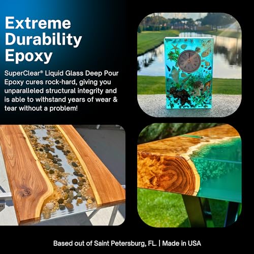 Superclear Deep Pour Epoxy Resin Kit, Premium Commercial Grade, 0.75 Gallons - 2:1 Crystal Clear Liquid Glass Pouring up to 2-4" - Self-Leveling Food FGCI