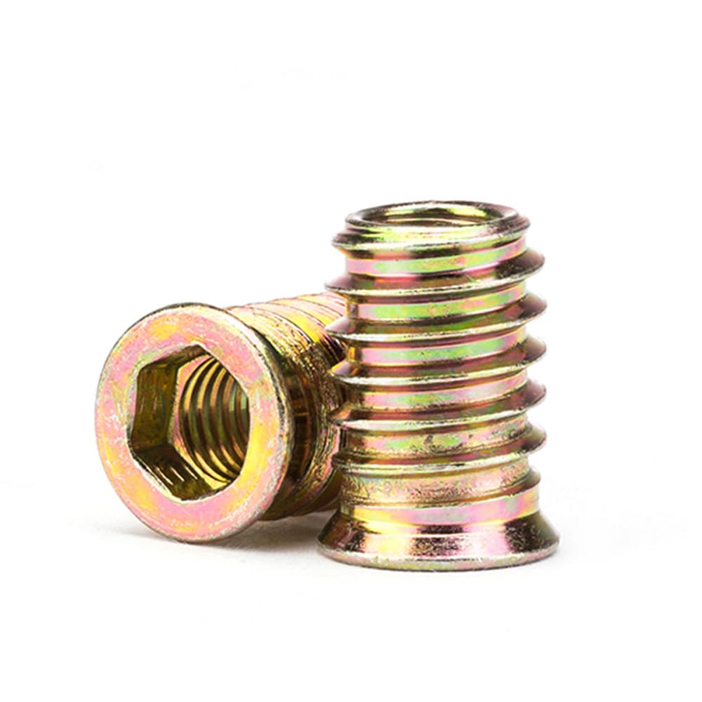 UtySty 10 Set Hex Threaded Inserts Nut M10 External with M8 Internal Threaded Screw Kit Countersunk Socket Bolt Fastener Connector for Wood Furniture UtySty