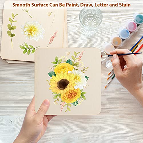 Fuyit Unfinished Wood Pieces, 50Pcs 6 x 6 Inch Blank Natural Wood Square Wooden Cutouts Board for DIY Crafts Painting, Scrabble Tiles, Coasters, Fuyit