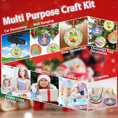 atydkug Kids Wooden Painting Kit - Glow in The Dark Foil Arts & Crafts Gifts for Boys Girls Ages 5-12 Wood Slices with Gem Painting Sets, Creative atydkug