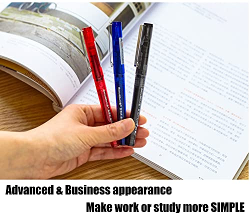 EYEYE Liquid Ink Roller Ball Pens Fine Point, 4 Blue 8 Black 4 Red 16 Pcs Extra Fine Rollering Pen, 0.5mm Needle Nib, Free Ink Roller, Rollerball EYEYE