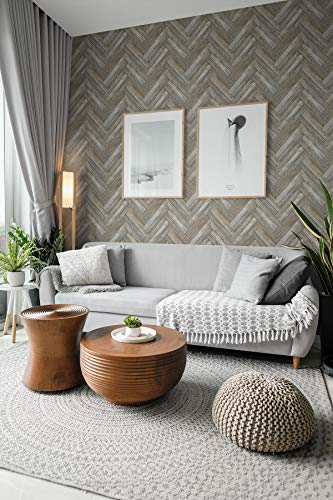 NextWall Faux Chevron Wood Peel and Stick Wallpaper NextWall
