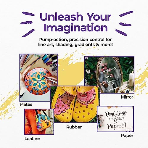 PINTAR Glitter Pens for Adults and Kids - Glitter Stylus Pens Fine Point - Fine Tip Paint Pens - Acrylic Glitter Markers - Acrylic Paint Pens for PINTAR