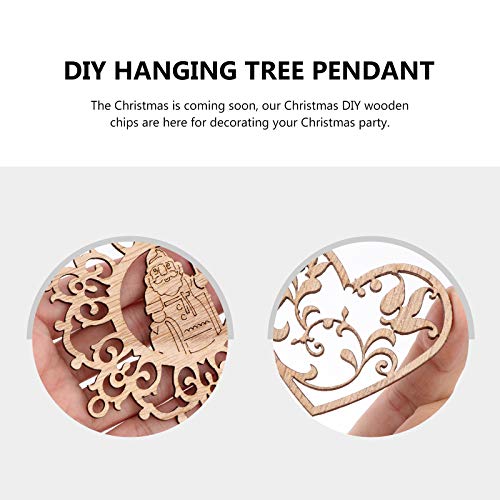 PartyKindom 4PCS Christmas Cutout Wood Chips Unfinished Christmas Crafts Christmas Hanging Cutouts Wood Cutout Xmas Wooden Ornament Wooden Snowflake PartyKindom